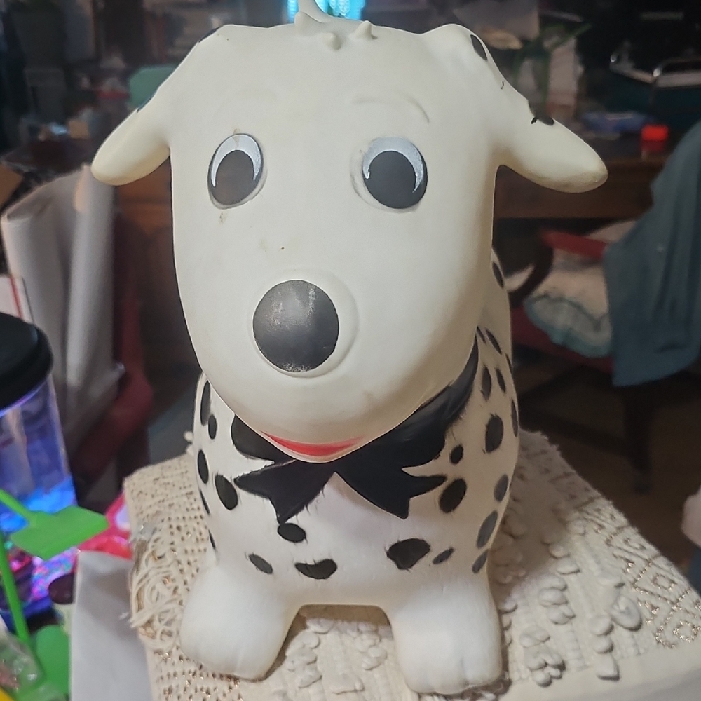 Spotted Dog Enflatable Heavy Rubber Ride Bounce Toy